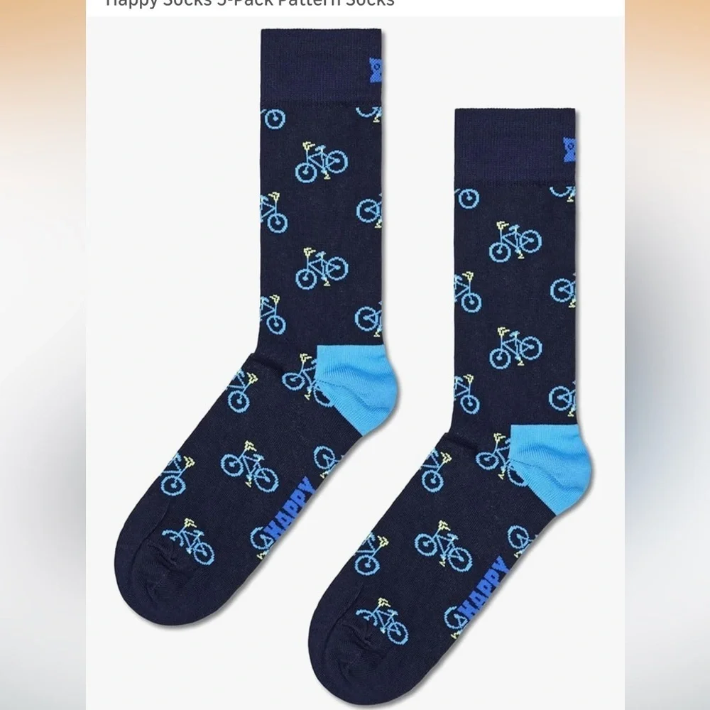 NWT Happy Socks Men's Bicycle Pattern Socks - Multi-Color 4 Pair Pack